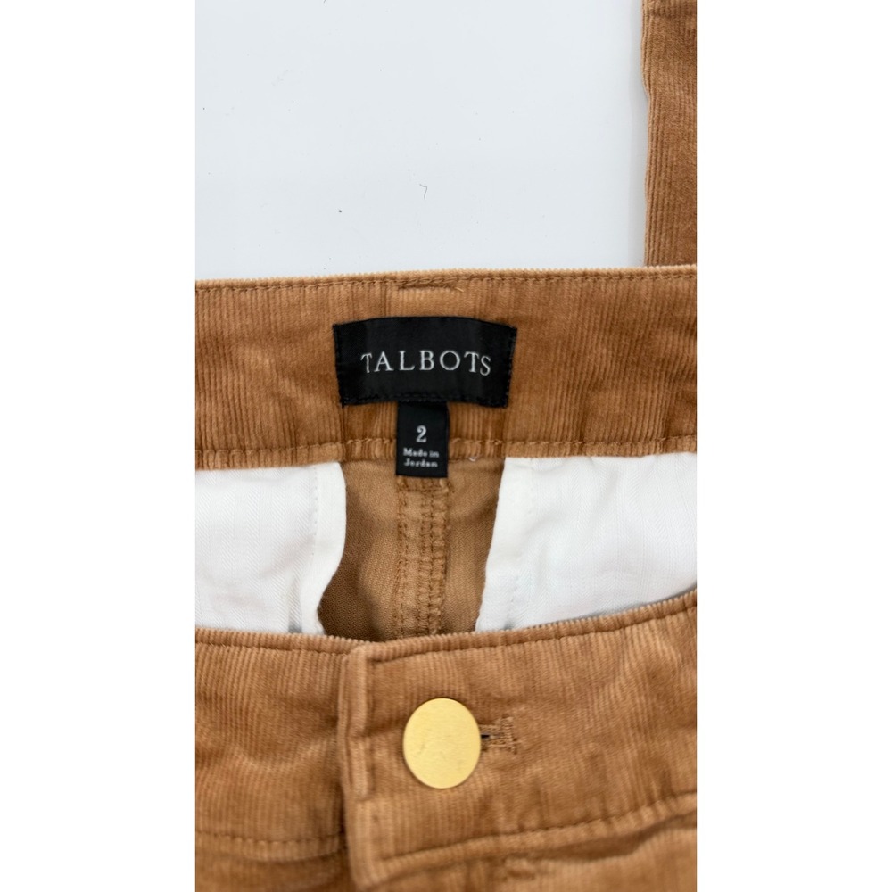 Talbots Size 2 Corduroy Straight Leg Pants Dark Camel Tan Classic Preppy Fall - Picture 4 of 4